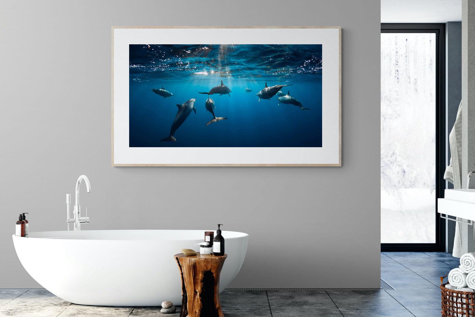 Dolphins-Wall_Art-180 x 110cm-Framed Print-Wood-Pixalot