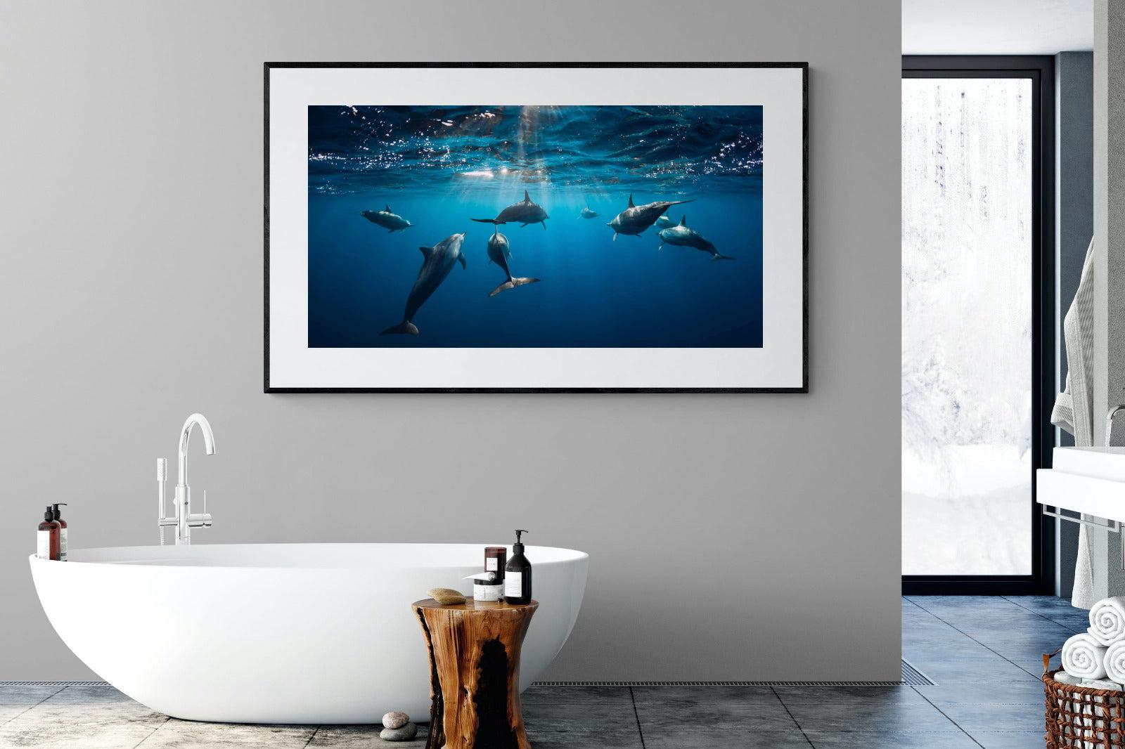 Dolphins-Wall_Art-180 x 110cm-Framed Print-Black-Pixalot