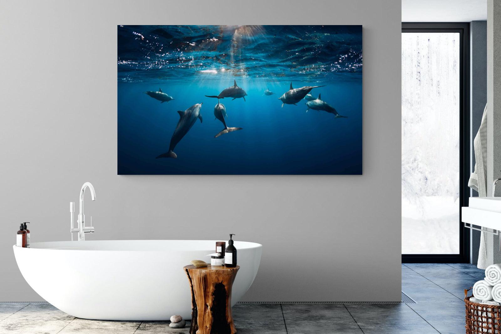 Dolphins-Wall_Art-180 x 110cm-Mounted Canvas-No Frame-Pixalot