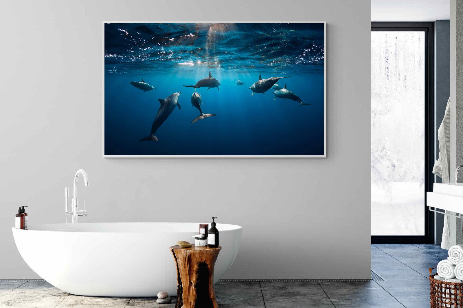 Dolphins-Wall_Art-180 x 110cm-Mounted Canvas-White-Pixalot