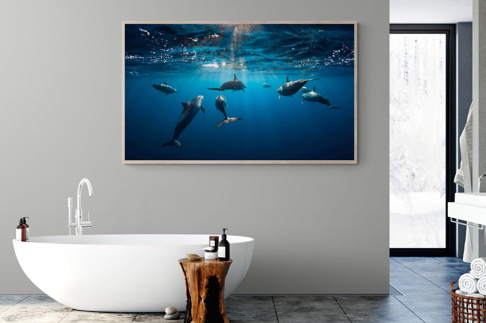 Dolphins-Wall_Art-180 x 110cm-Mounted Canvas-Wood-Pixalot