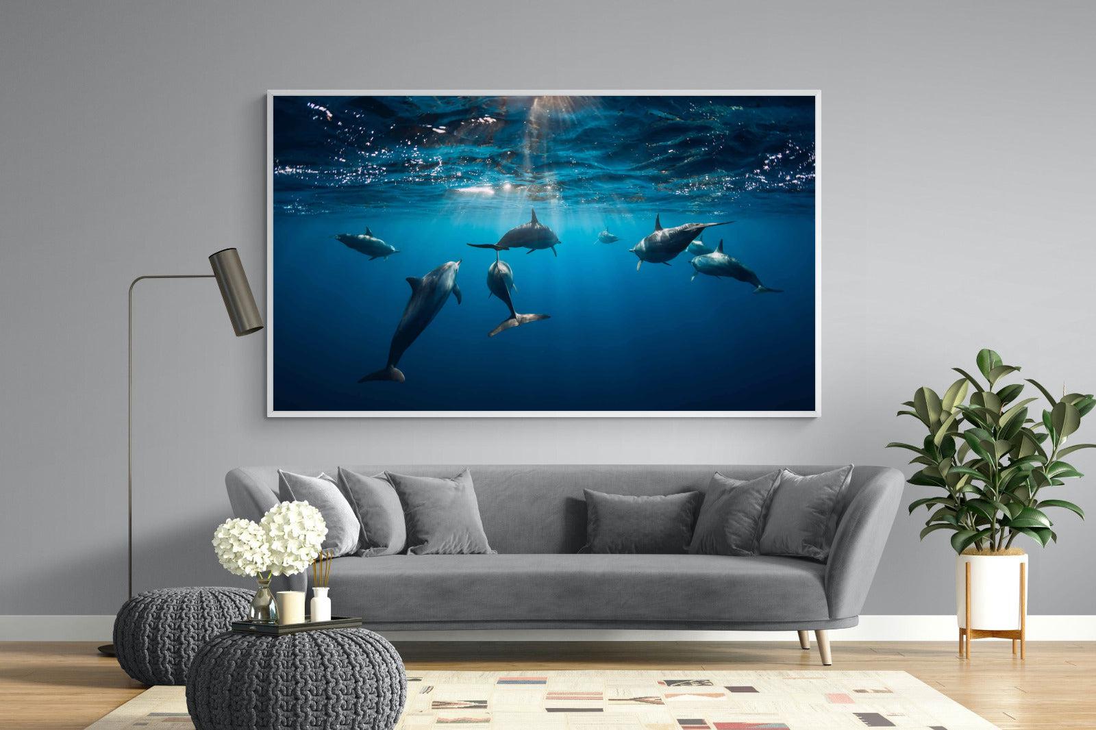 Dolphins-Wall_Art-220 x 130cm-Mounted Canvas-White-Pixalot
