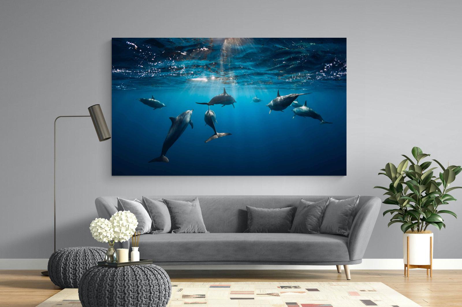 Dolphins-Wall_Art-220 x 130cm-Mounted Canvas-No Frame-Pixalot