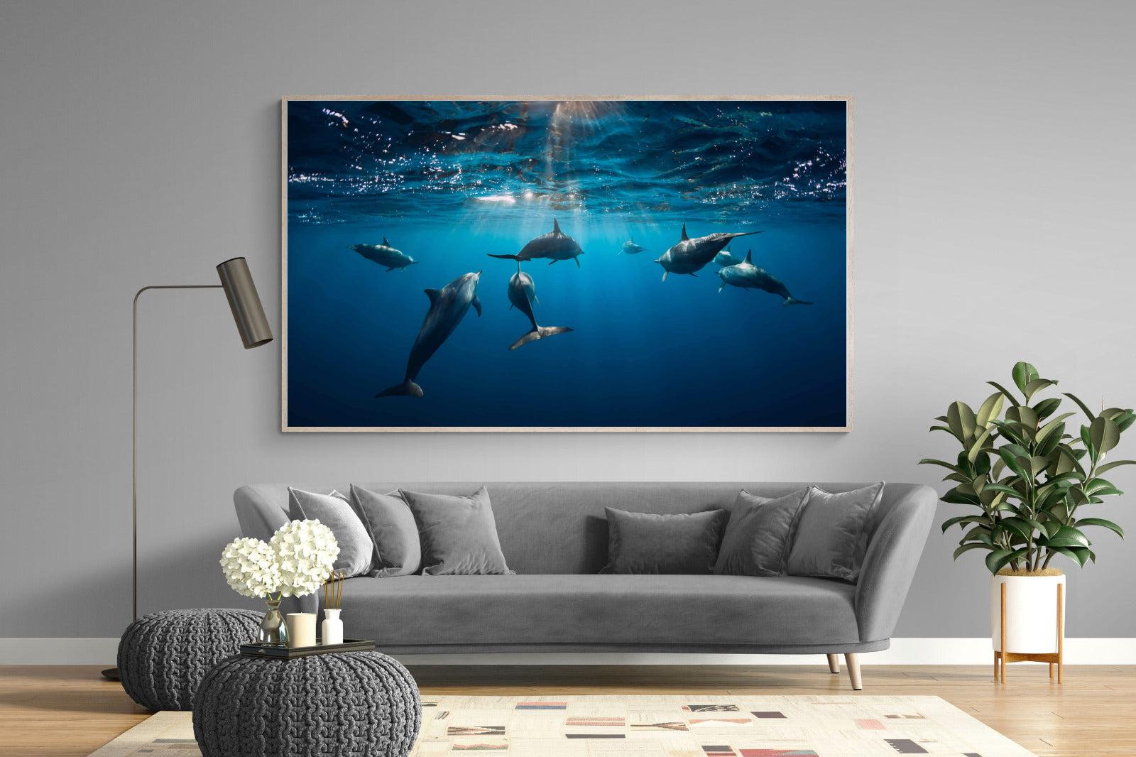 Dolphins-Wall_Art-220 x 130cm-Mounted Canvas-Wood-Pixalot