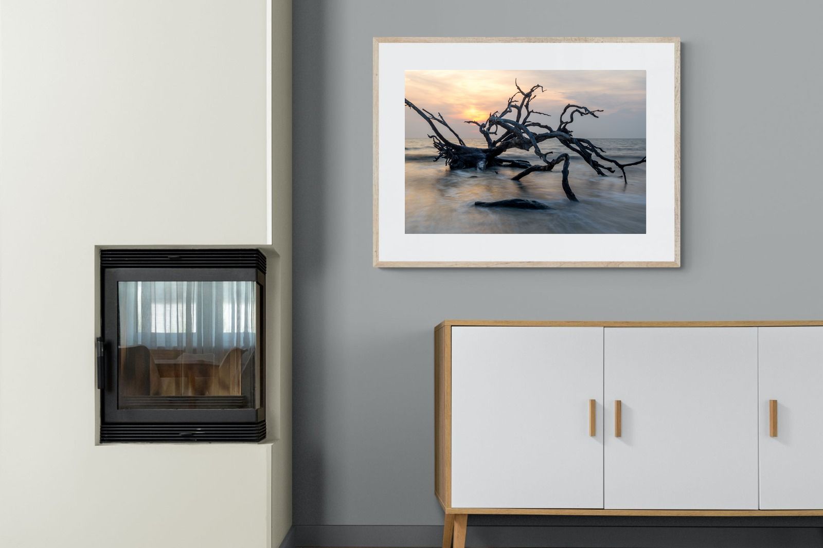 Driftwood Sunrise-Wall_Art-100 x 75cm-Framed Print-Wood-Pixalot