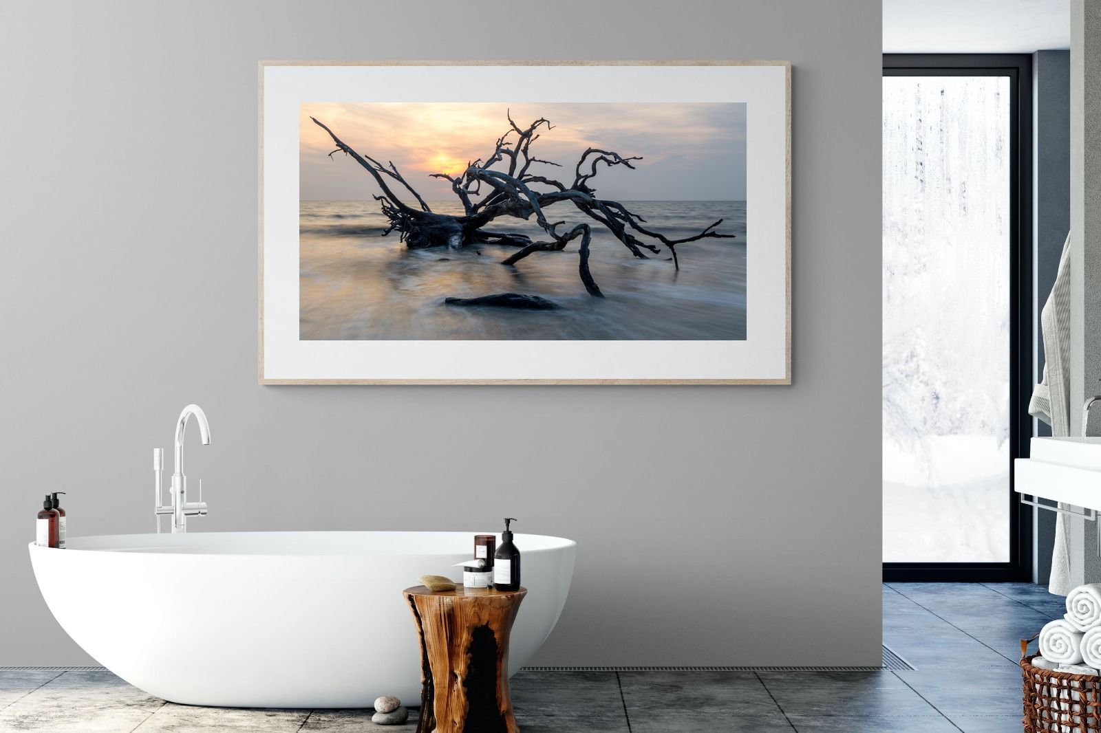 Driftwood Sunrise-Wall_Art-180 x 110cm-Framed Print-Wood-Pixalot