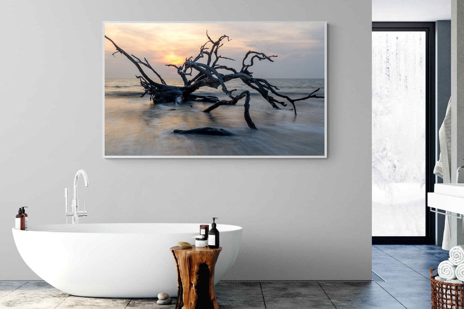 Driftwood Sunrise-Wall_Art-180 x 110cm-Mounted Canvas-White-Pixalot