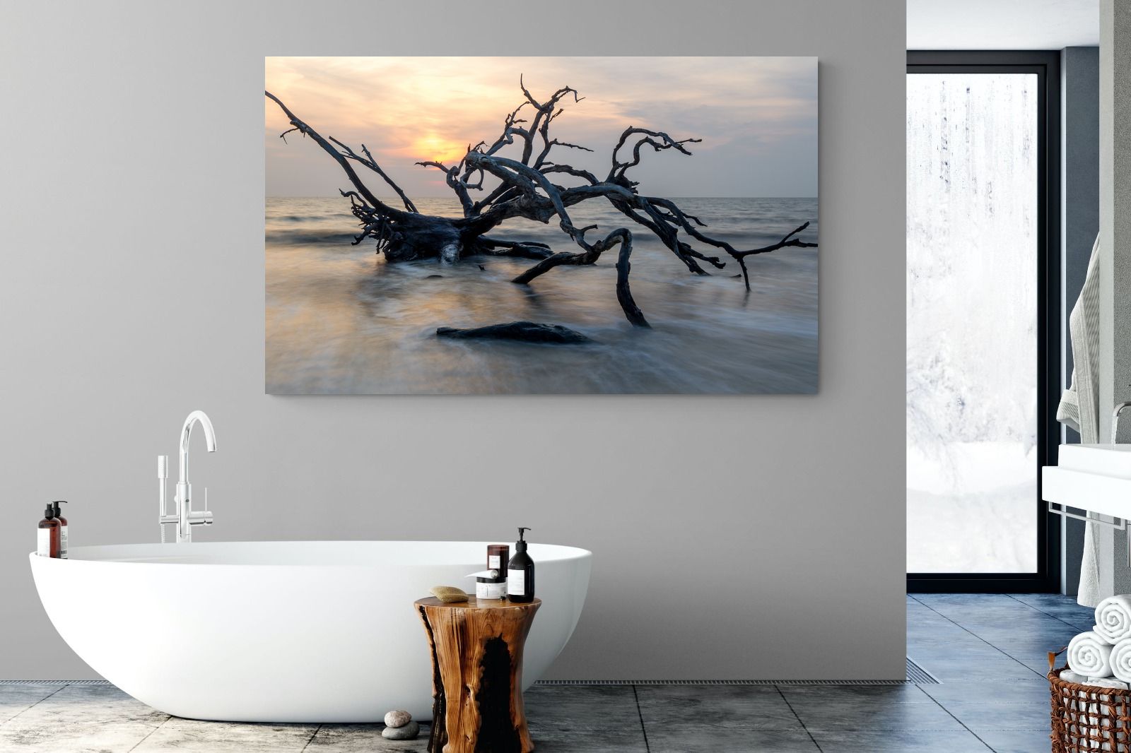 Driftwood Sunrise-Wall_Art-180 x 110cm-Mounted Canvas-No Frame-Pixalot