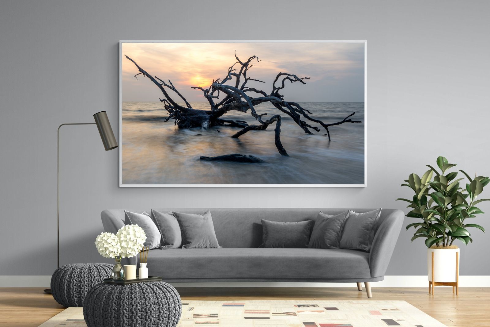 Driftwood Sunrise-Wall_Art-220 x 130cm-Mounted Canvas-White-Pixalot