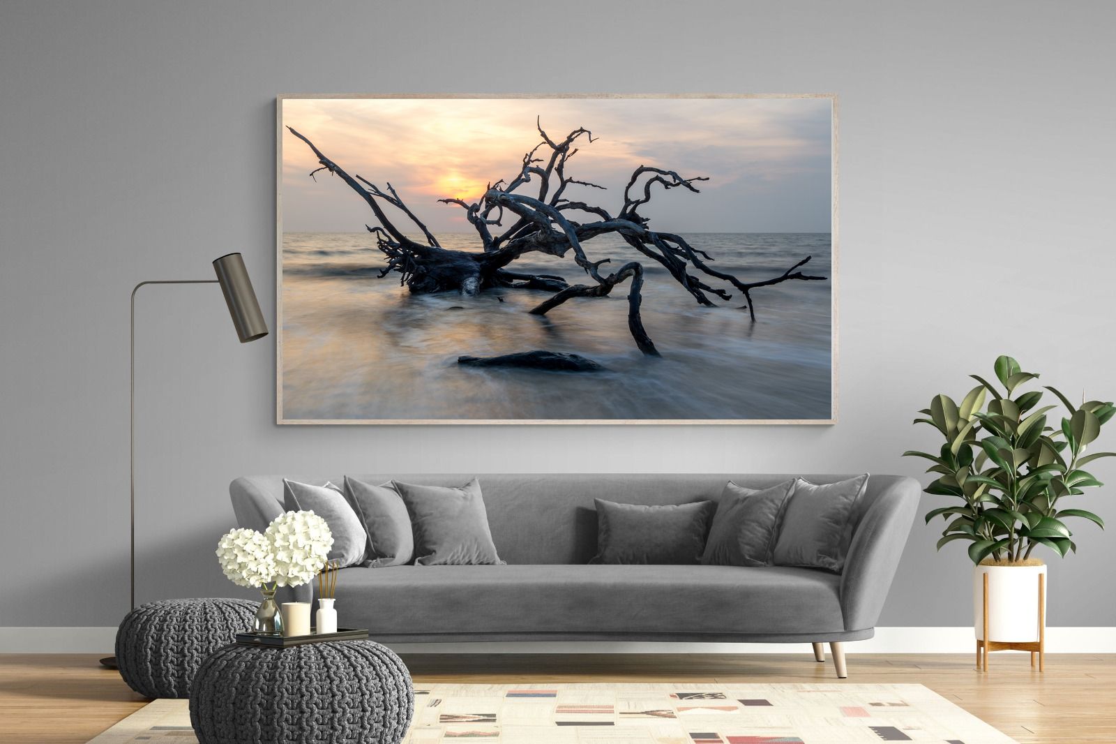 Driftwood Sunrise-Wall_Art-220 x 130cm-Mounted Canvas-Wood-Pixalot