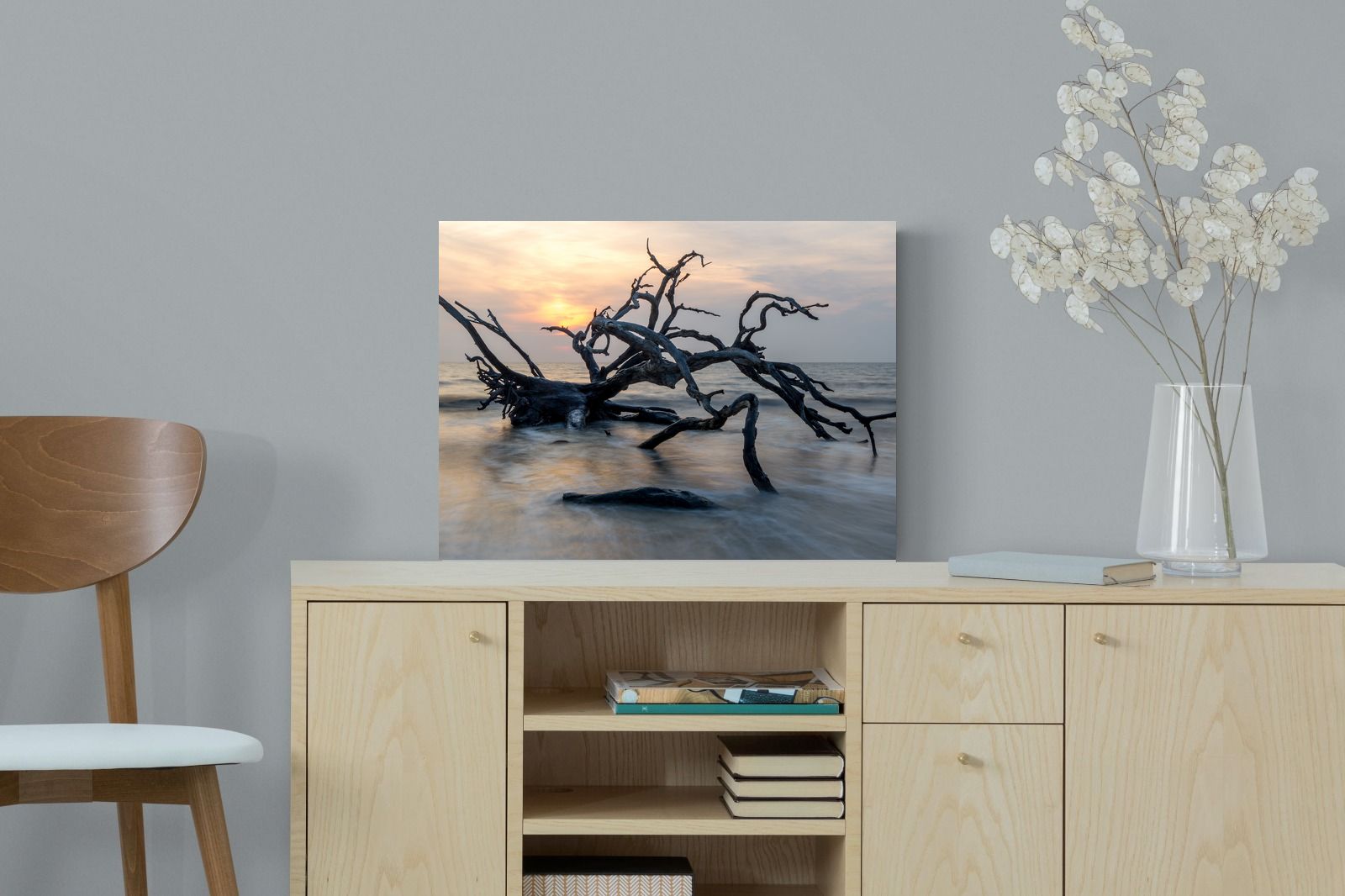 Driftwood Sunrise-Wall_Art-60 x 45cm-Mounted Canvas-No Frame-Pixalot