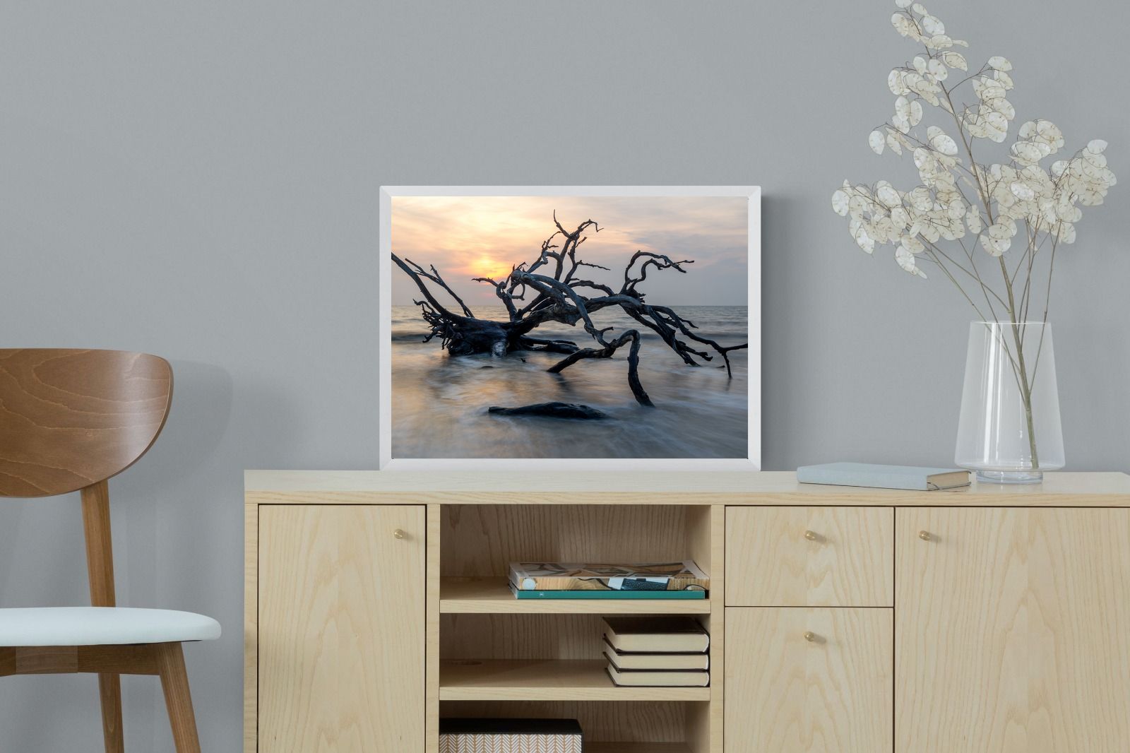 Driftwood Sunrise-Wall_Art-60 x 45cm-Mounted Canvas-White-Pixalot