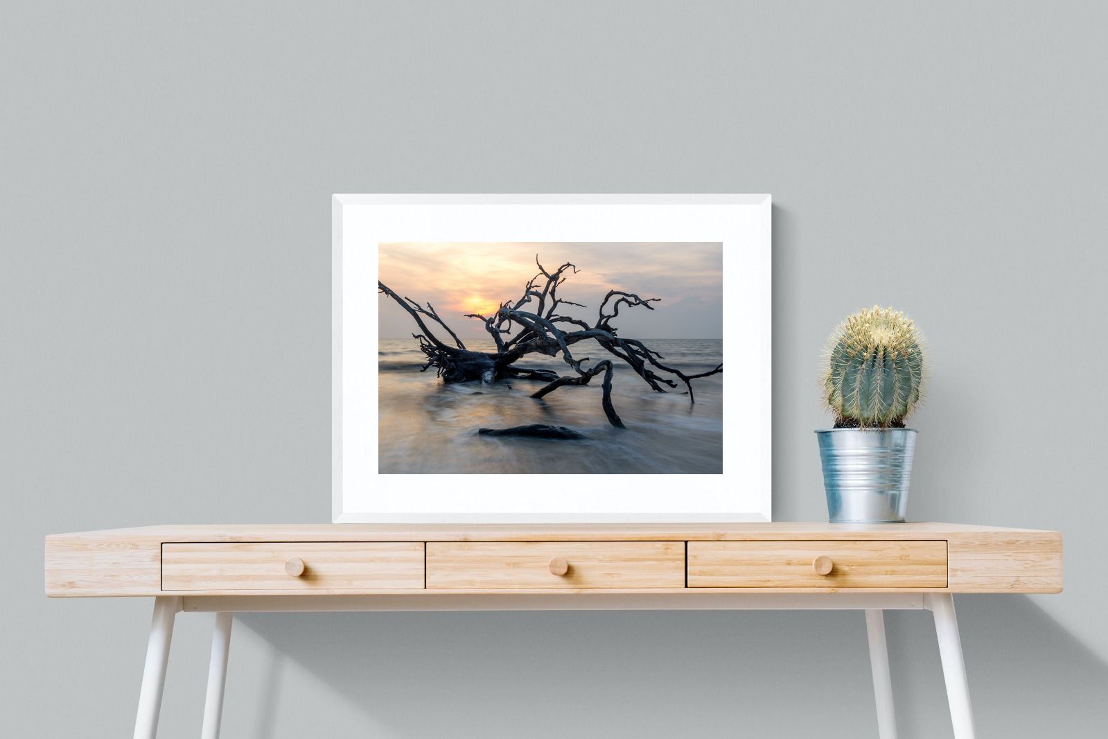 Driftwood Sunrise-Wall_Art-80 x 60cm-Framed Print-White-Pixalot