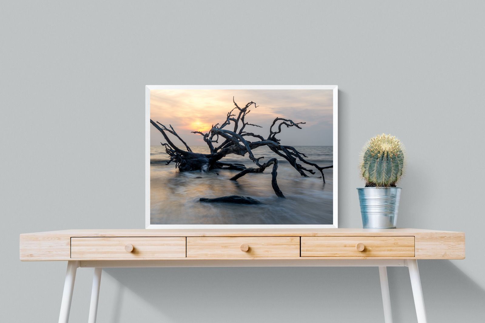 Driftwood Sunrise-Wall_Art-80 x 60cm-Mounted Canvas-White-Pixalot