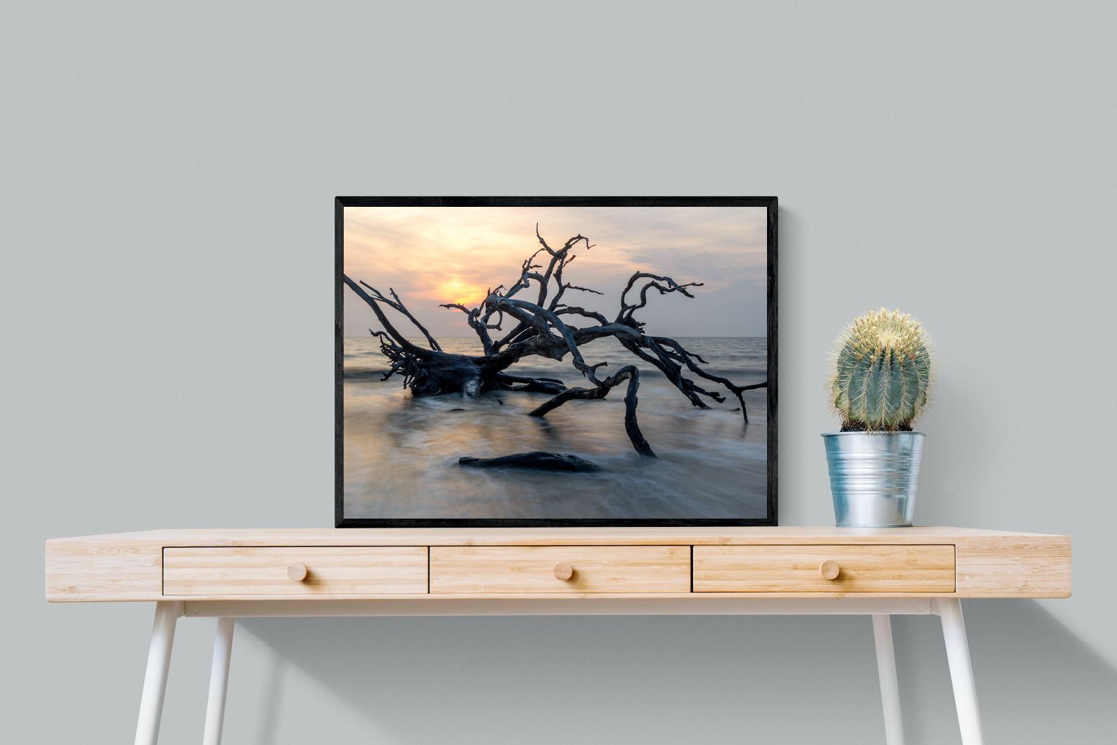 Driftwood Sunrise-Wall_Art-80 x 60cm-Mounted Canvas-Black-Pixalot