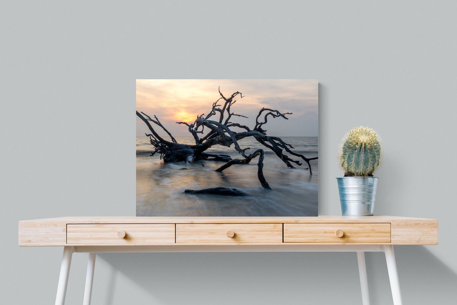 Driftwood Sunrise-Wall_Art-80 x 60cm-Mounted Canvas-No Frame-Pixalot