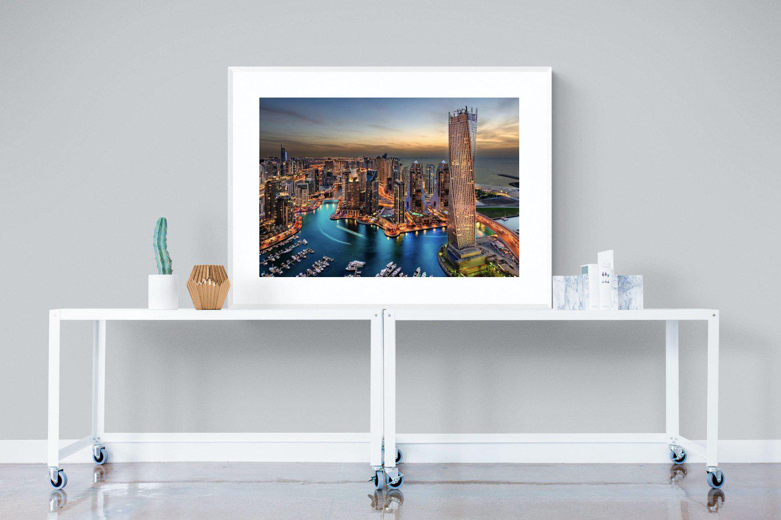 Dubai Colours-Wall_Art-120 x 90cm-Framed Print-White-Pixalot