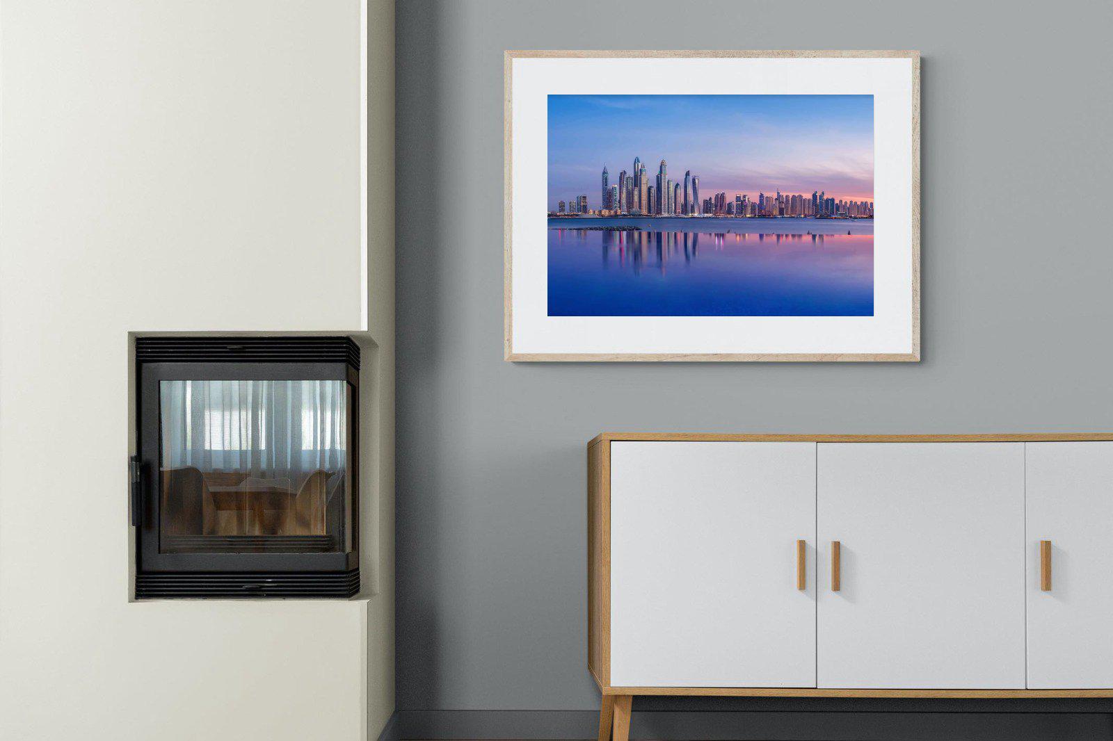 Dubai Skyline-Wall_Art-100 x 75cm-Framed Print-Wood-Pixalot