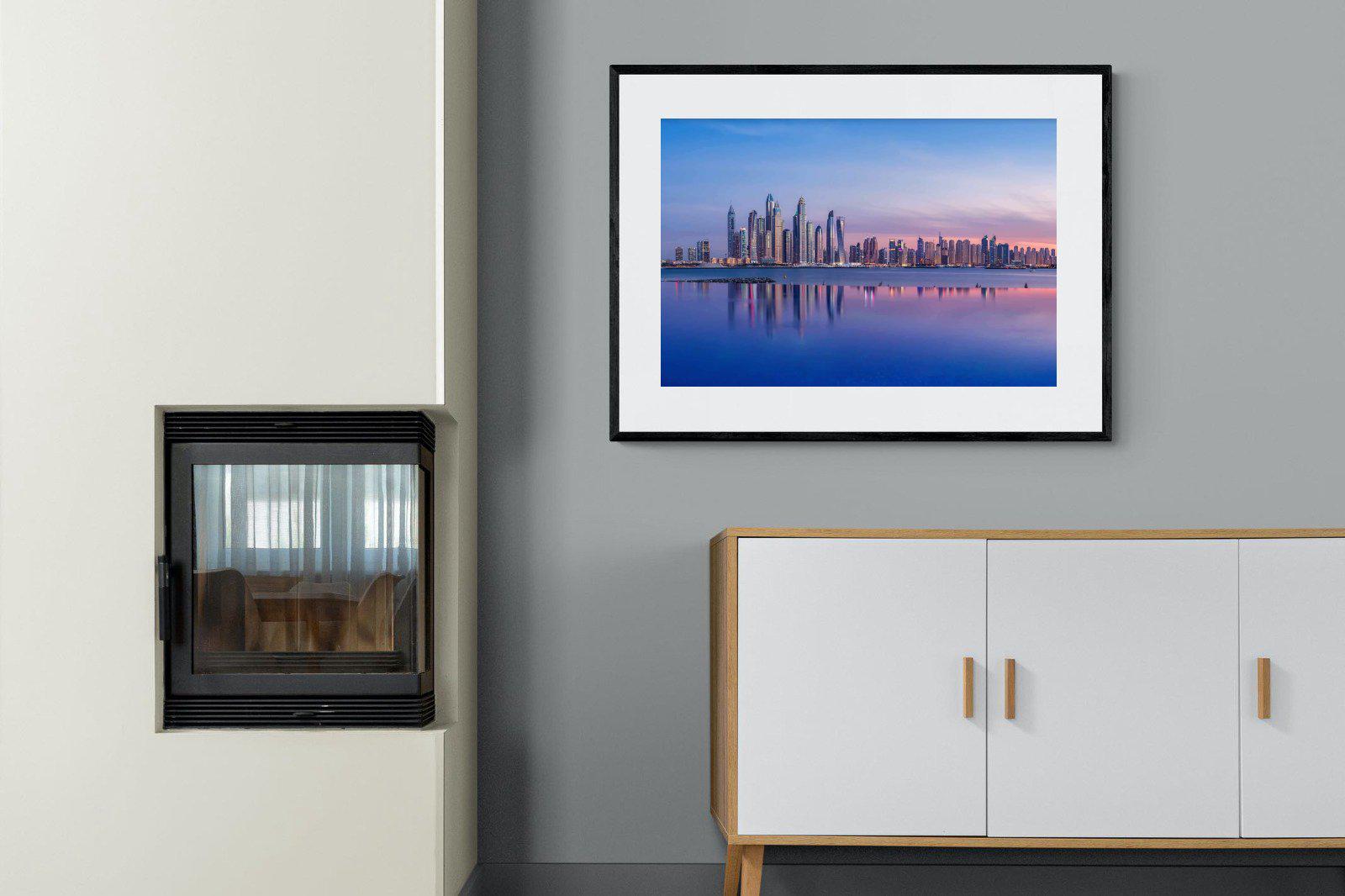 Dubai Skyline-Wall_Art-100 x 75cm-Framed Print-Black-Pixalot