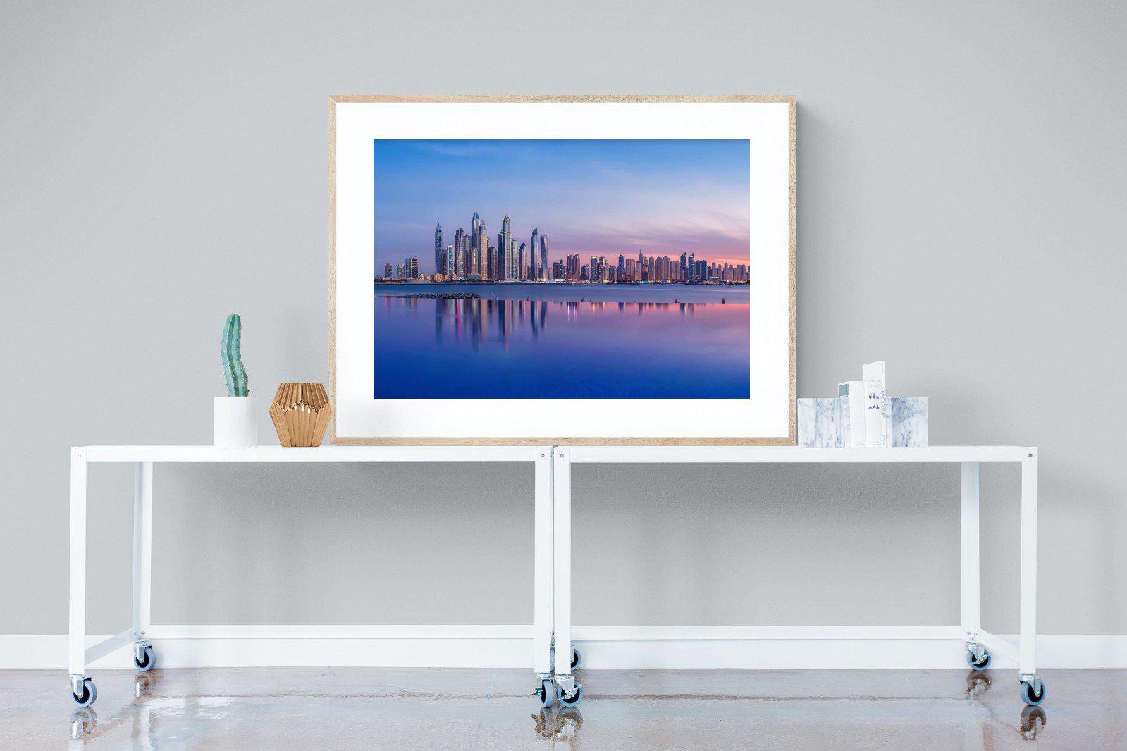 Dubai Skyline-Wall_Art-120 x 90cm-Framed Print-Wood-Pixalot