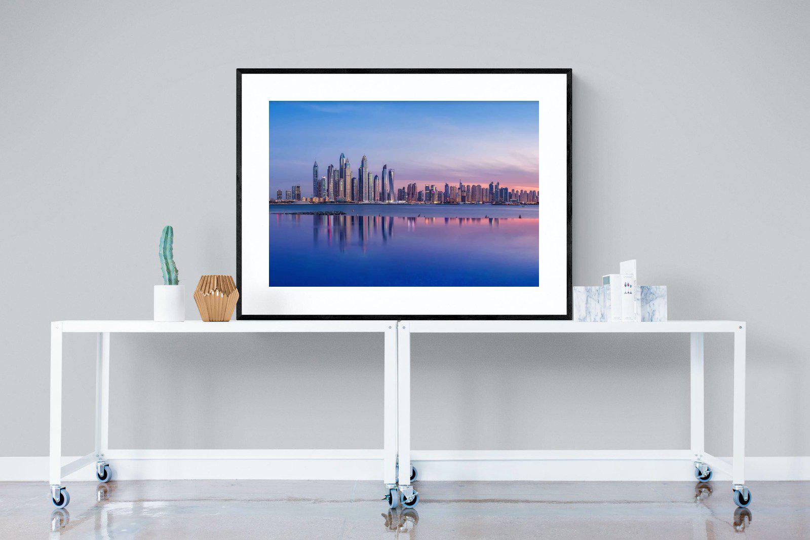 Dubai Skyline-Wall_Art-120 x 90cm-Framed Print-Black-Pixalot