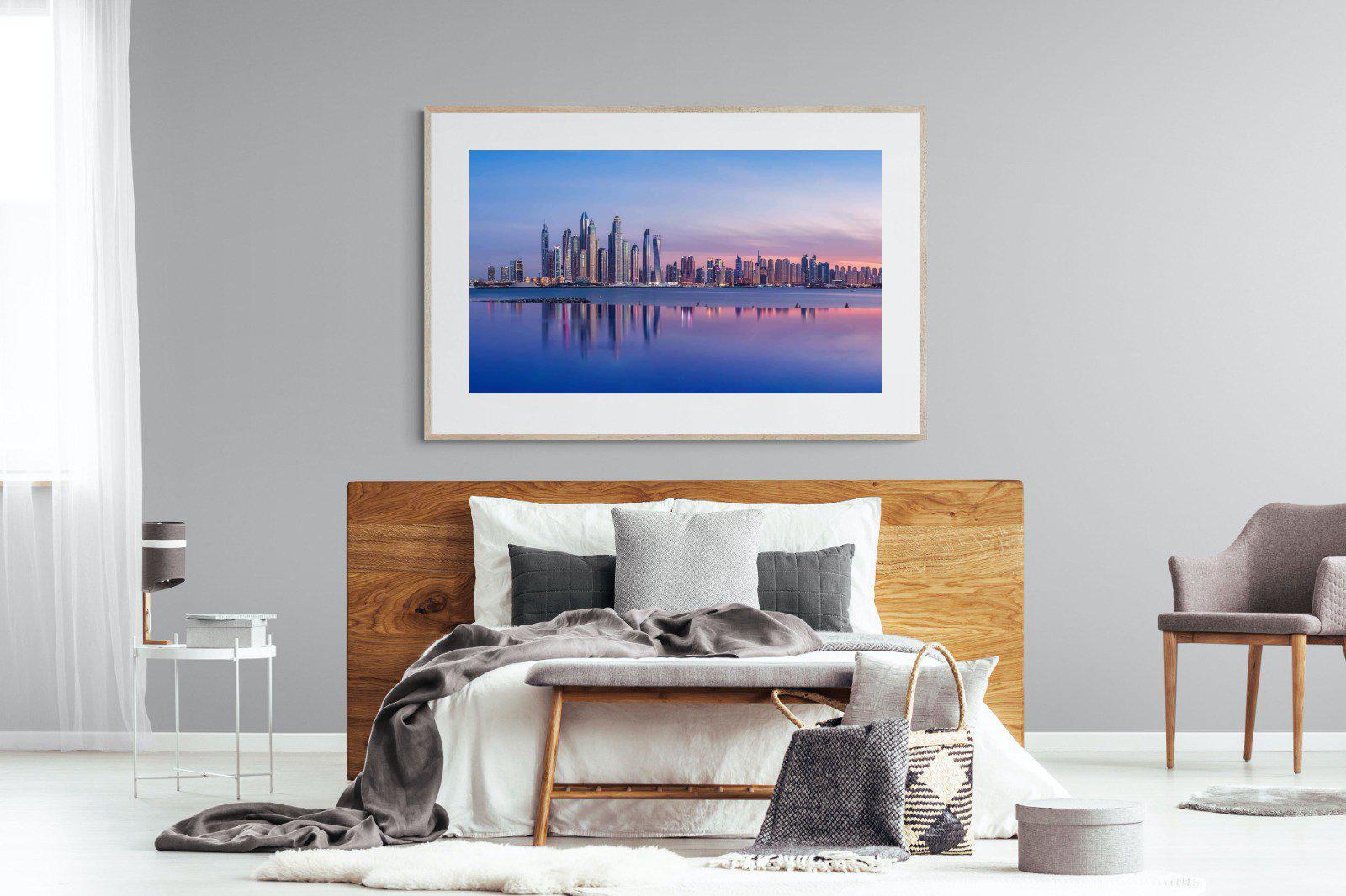 Dubai Skyline-Wall_Art-150 x 100cm-Framed Print-Wood-Pixalot