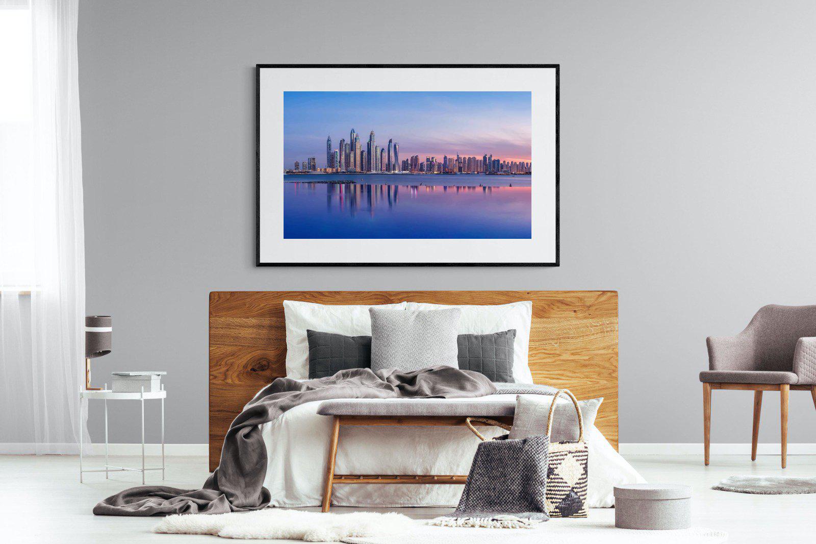 Dubai Skyline-Wall_Art-150 x 100cm-Framed Print-Black-Pixalot