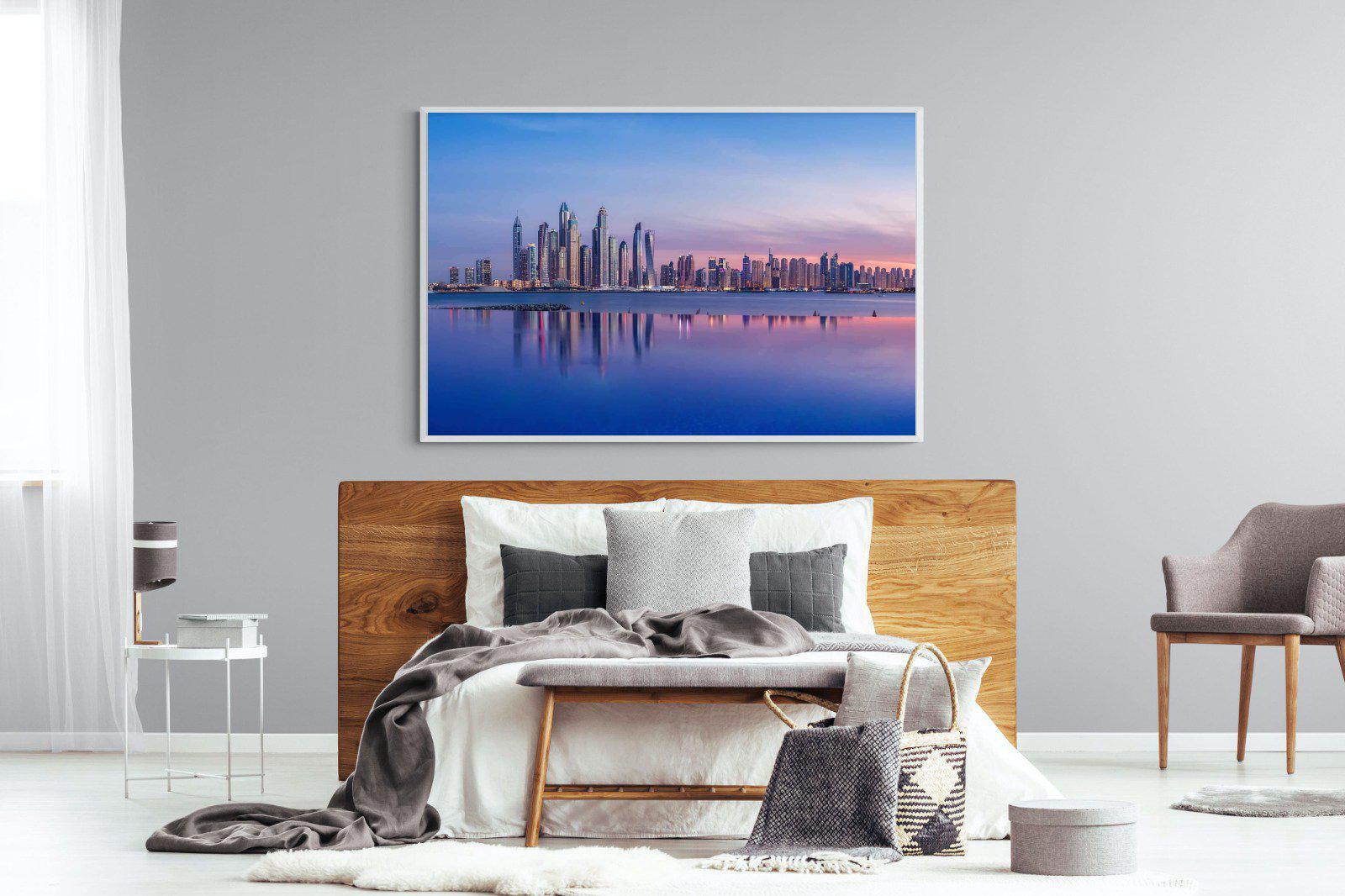 Dubai Skyline-Wall_Art-150 x 100cm-Mounted Canvas-White-Pixalot