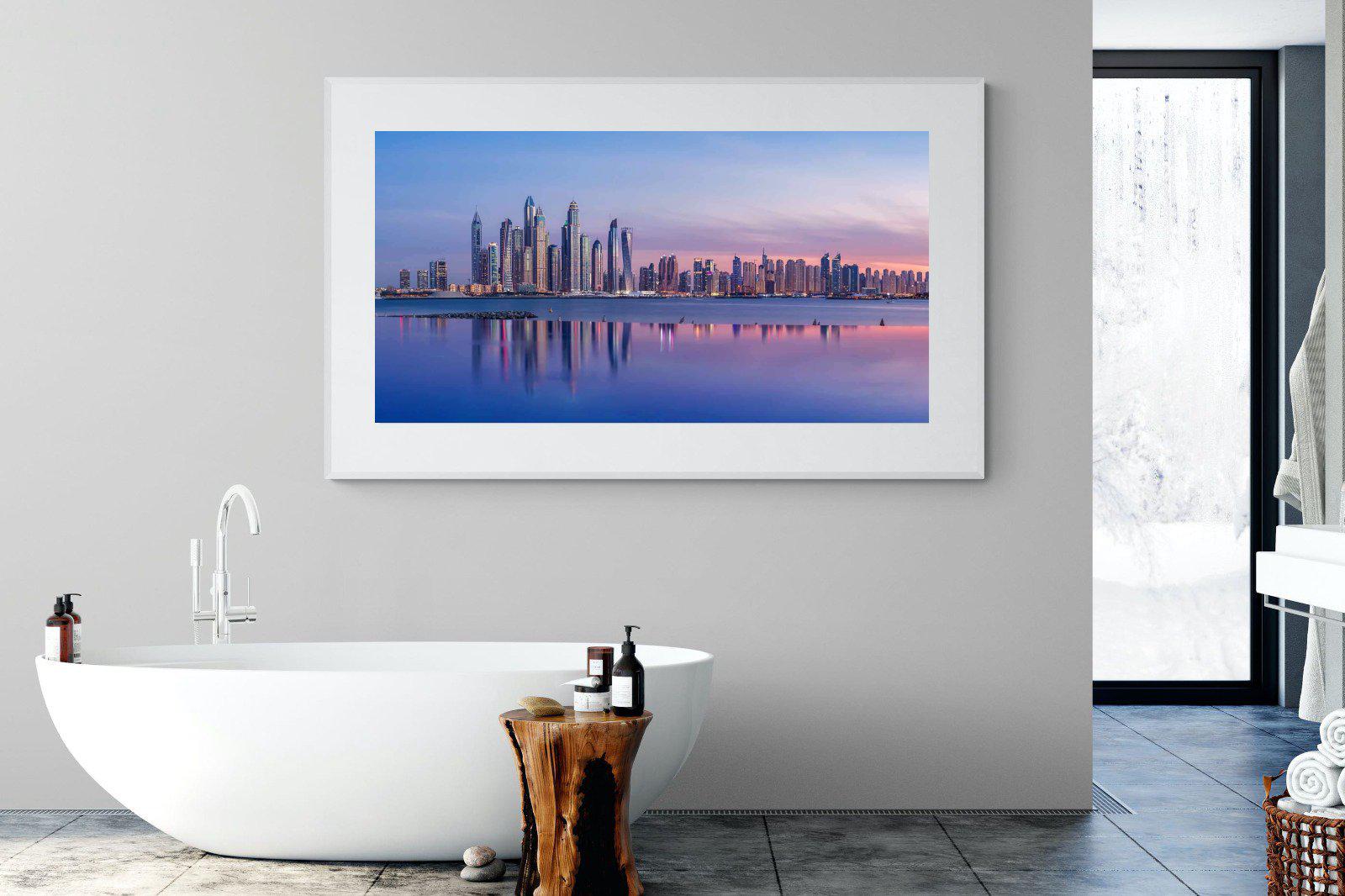 Dubai Skyline-Wall_Art-180 x 110cm-Framed Print-White-Pixalot
