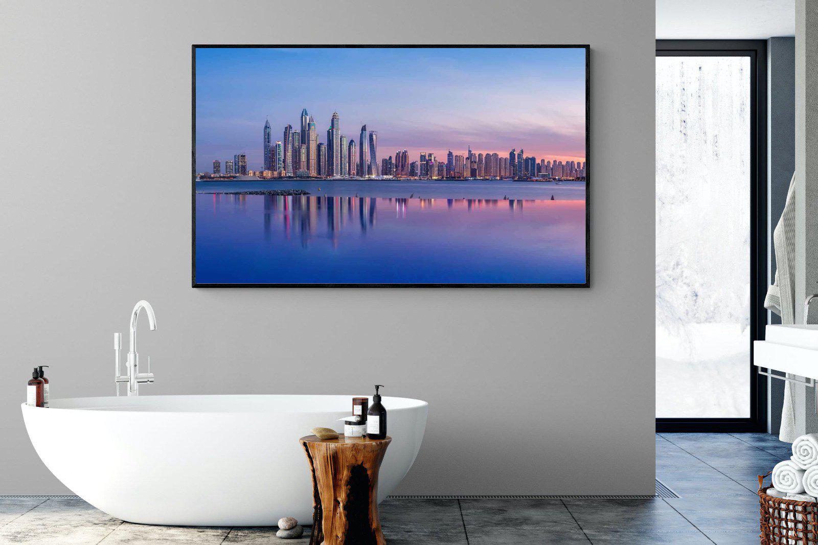 Dubai Skyline-Wall_Art-180 x 110cm-Mounted Canvas-Black-Pixalot