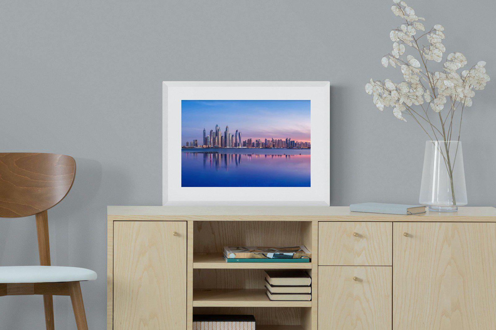 Dubai Skyline-Wall_Art-60 x 45cm-Framed Print-White-Pixalot