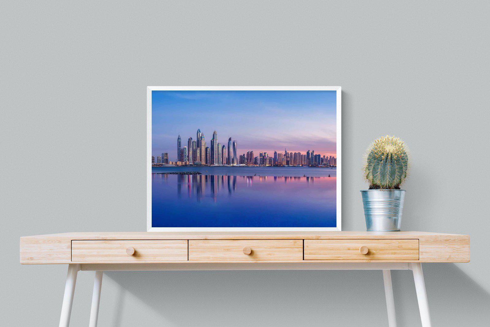 Dubai Skyline-Wall_Art-80 x 60cm-Mounted Canvas-White-Pixalot