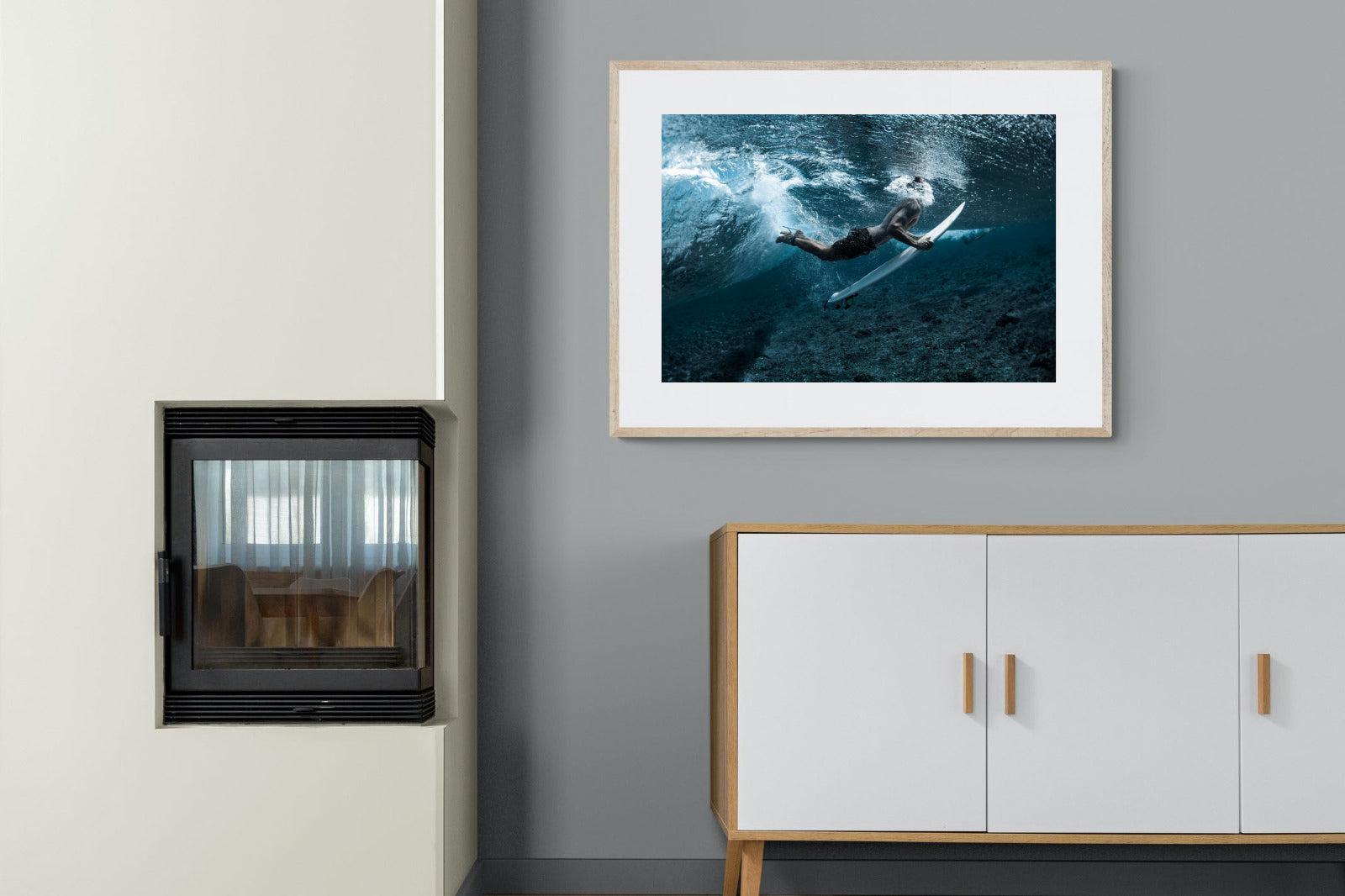 Duck the Wave-Wall_Art-100 x 75cm-Framed Print-Wood-Pixalot