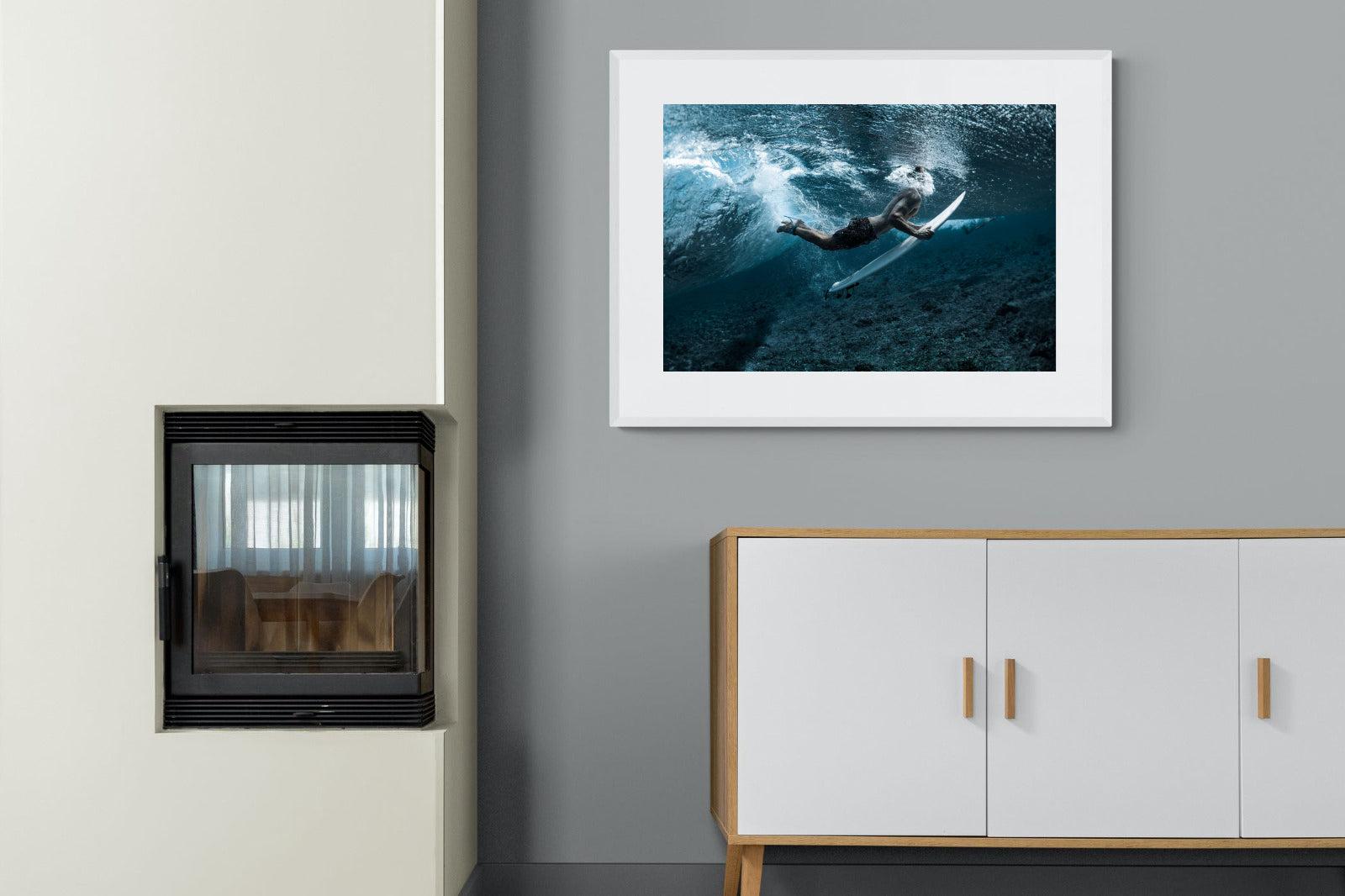 Duck the Wave-Wall_Art-100 x 75cm-Framed Print-White-Pixalot