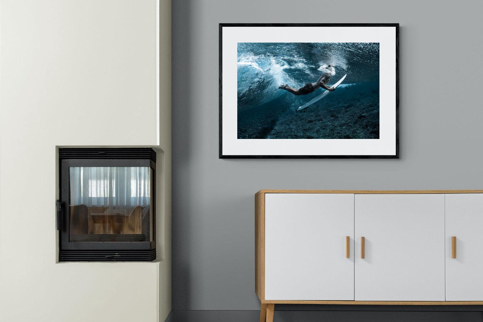 Duck the Wave-Wall_Art-100 x 75cm-Framed Print-Black-Pixalot
