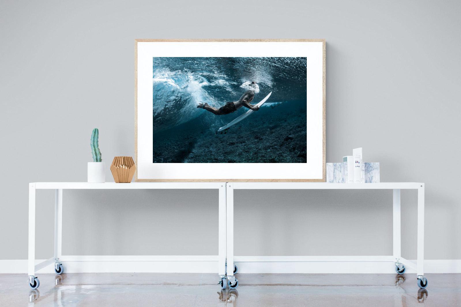Duck the Wave-Wall_Art-120 x 90cm-Framed Print-Wood-Pixalot