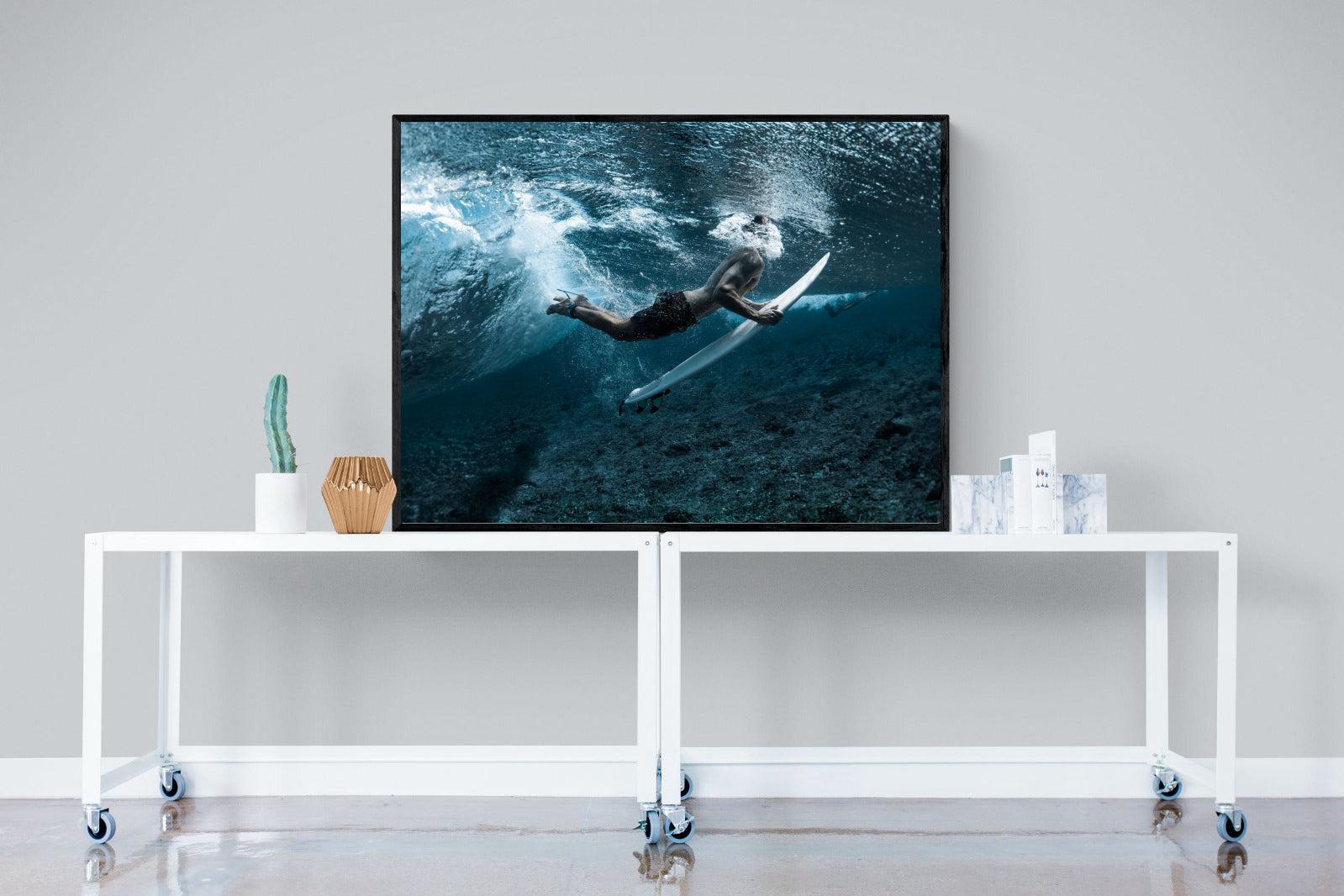 Duck the Wave-Wall_Art-120 x 90cm-Mounted Canvas-Black-Pixalot