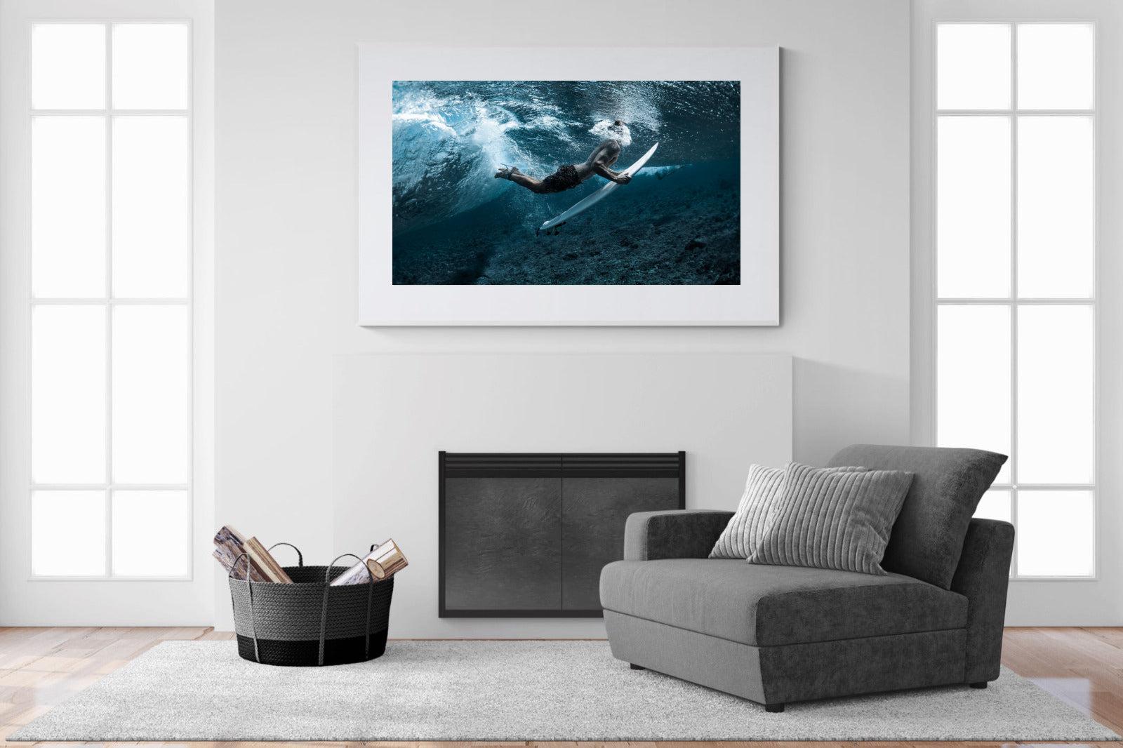Duck the Wave-Wall_Art-150 x 100cm-Framed Print-White-Pixalot