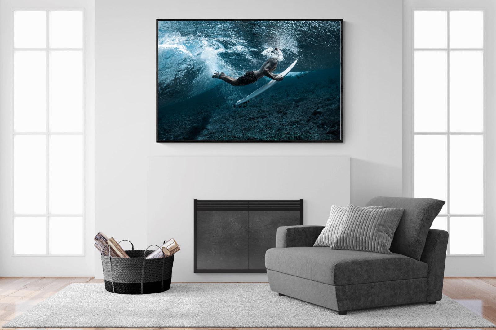 Duck the Wave-Wall_Art-150 x 100cm-Mounted Canvas-Black-Pixalot