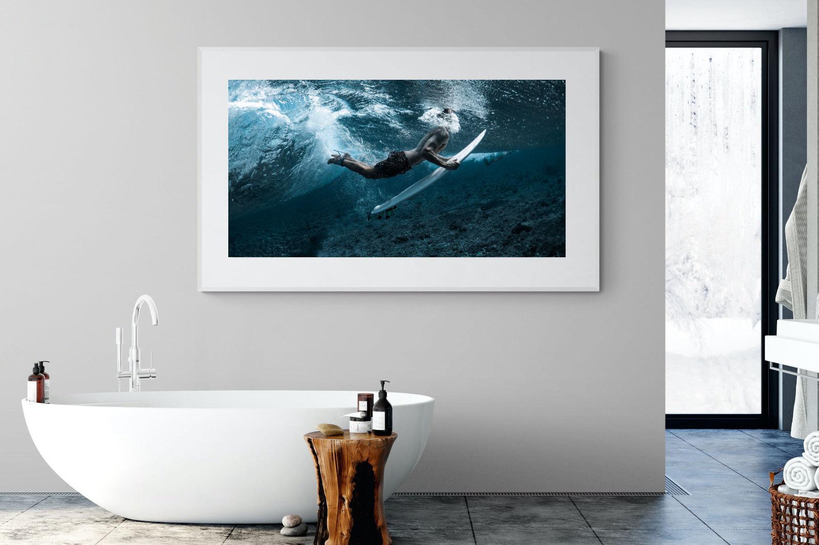Duck the Wave-Wall_Art-180 x 110cm-Framed Print-White-Pixalot