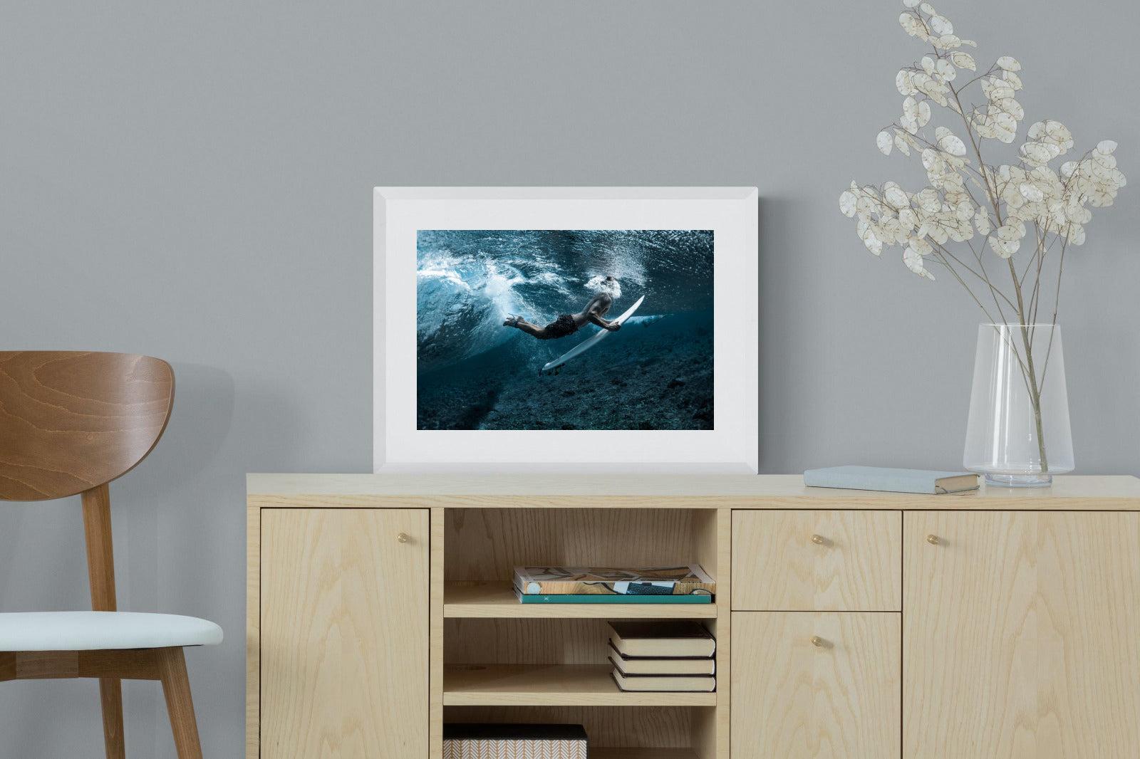 Duck the Wave-Wall_Art-60 x 45cm-Framed Print-White-Pixalot