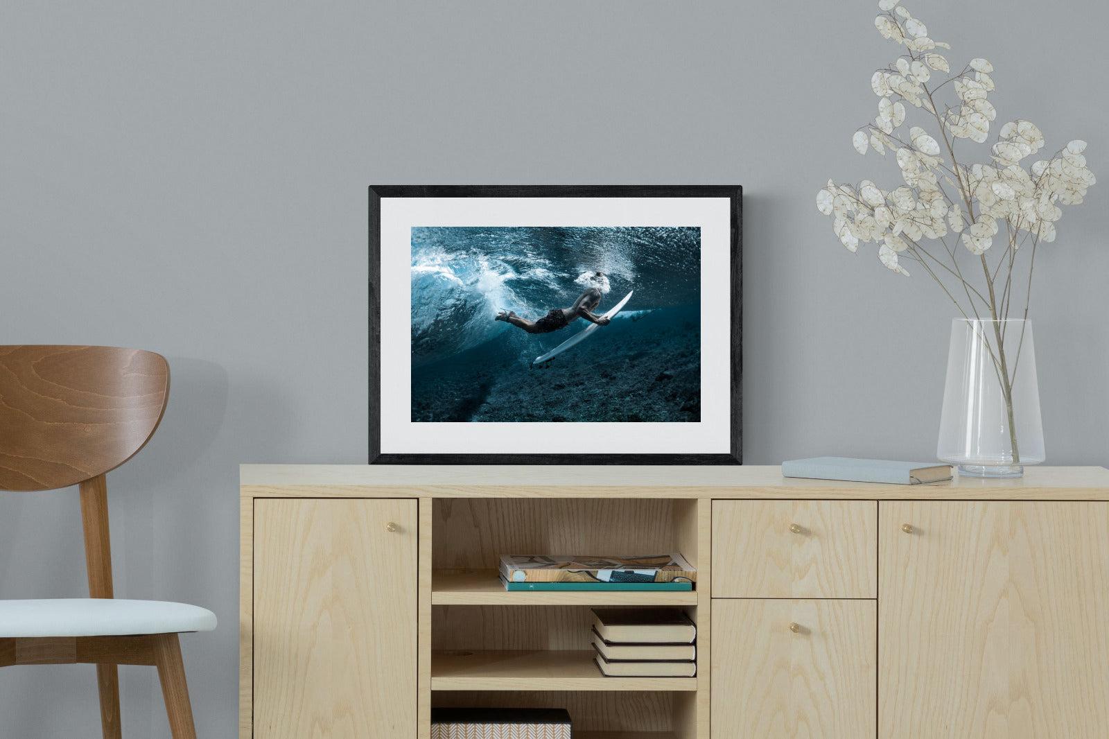 Duck the Wave-Wall_Art-60 x 45cm-Framed Print-Black-Pixalot