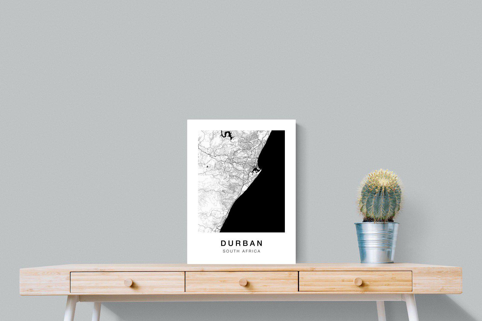 Durban City Map-Wall_Art-45 x 60cm-Mounted Canvas-No Frame-Pixalot