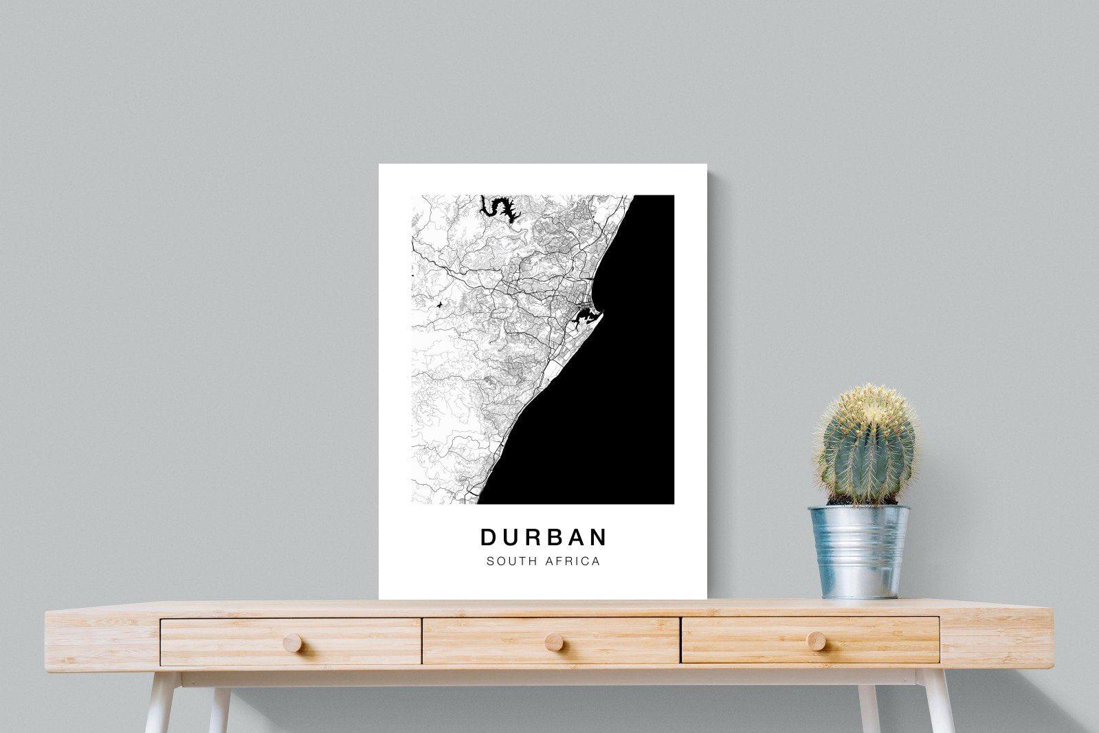Durban City Map-Wall_Art-60 x 80cm-Mounted Canvas-No Frame-Pixalot