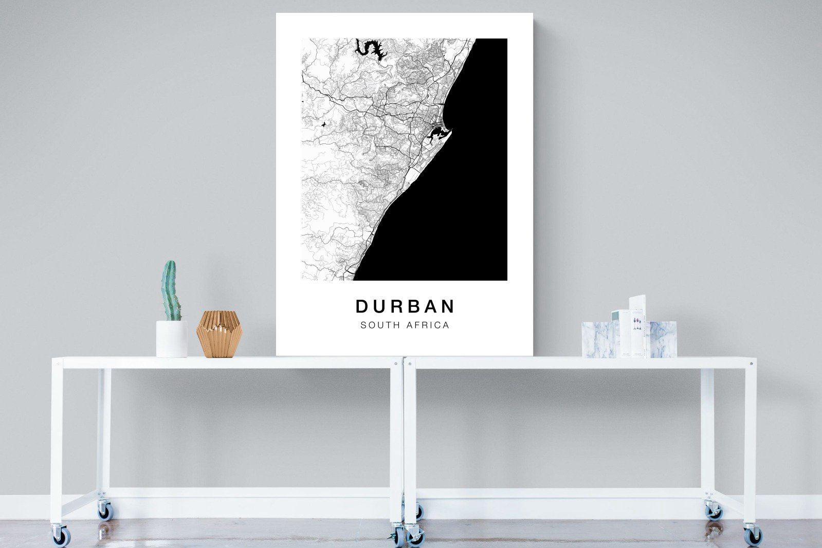 Durban City Map-Wall_Art-90 x 120cm-Mounted Canvas-No Frame-Pixalot