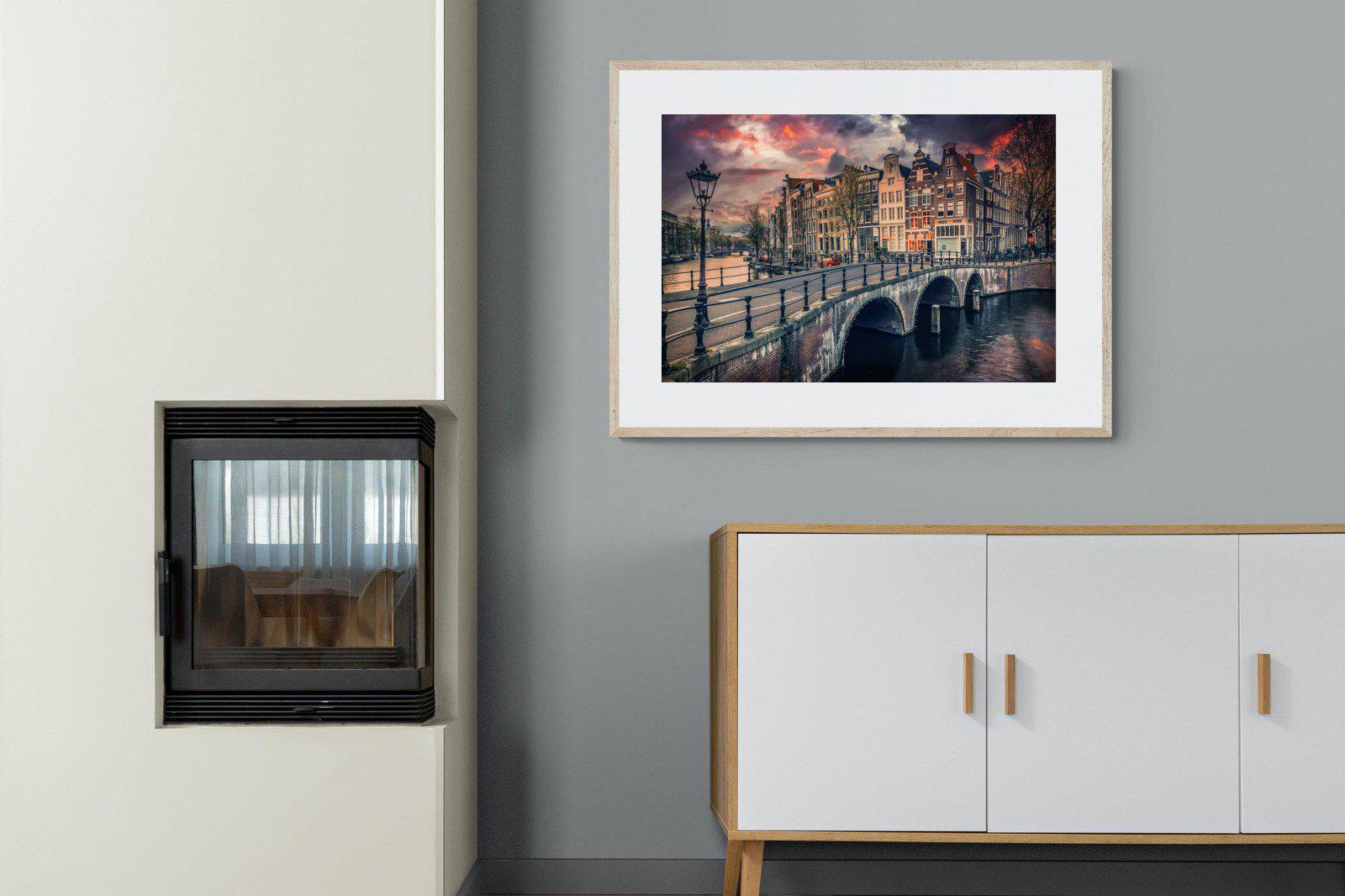 Dusky Amsterdam-Wall_Art-100 x 75cm-Framed Print-Wood-Pixalot