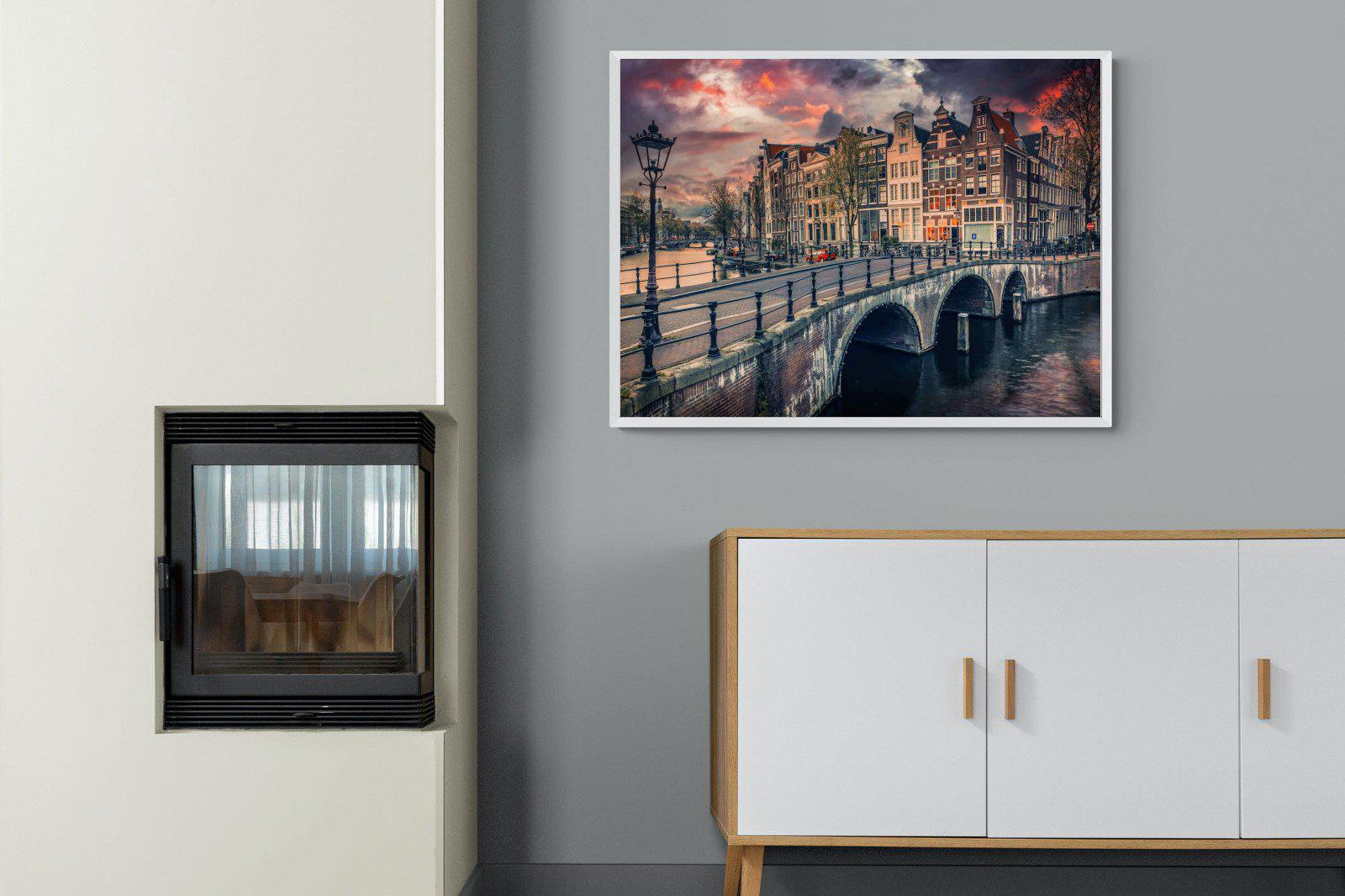 Dusky Amsterdam-Wall_Art-100 x 75cm-Mounted Canvas-White-Pixalot