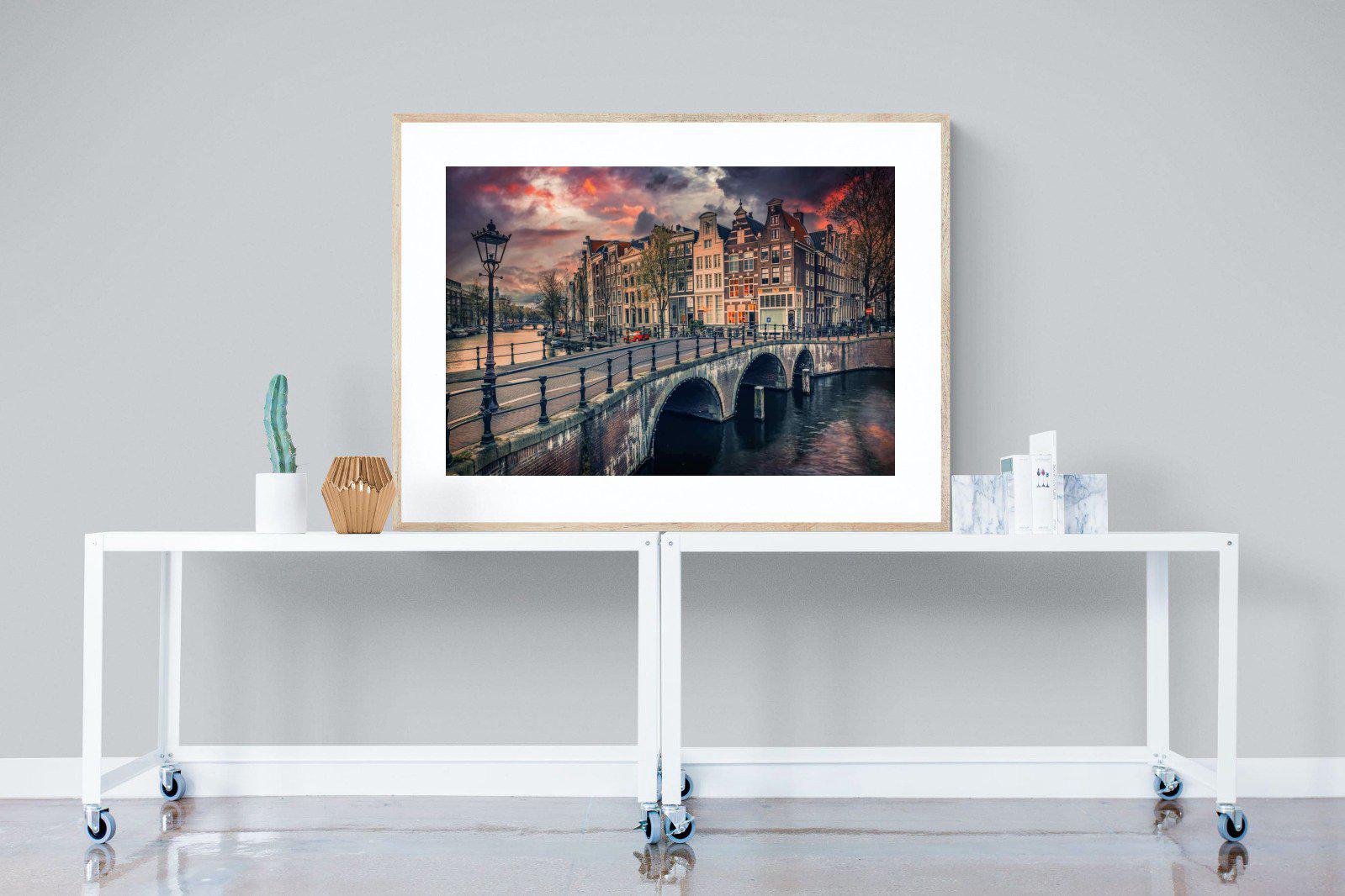 Dusky Amsterdam-Wall_Art-120 x 90cm-Framed Print-Wood-Pixalot