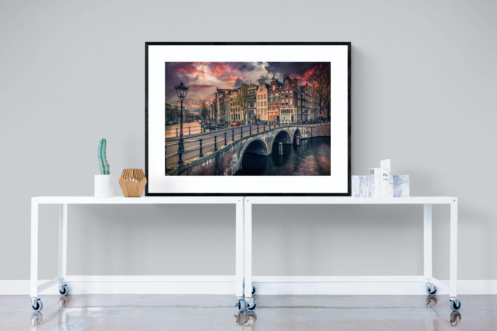Dusky Amsterdam-Wall_Art-120 x 90cm-Framed Print-Black-Pixalot