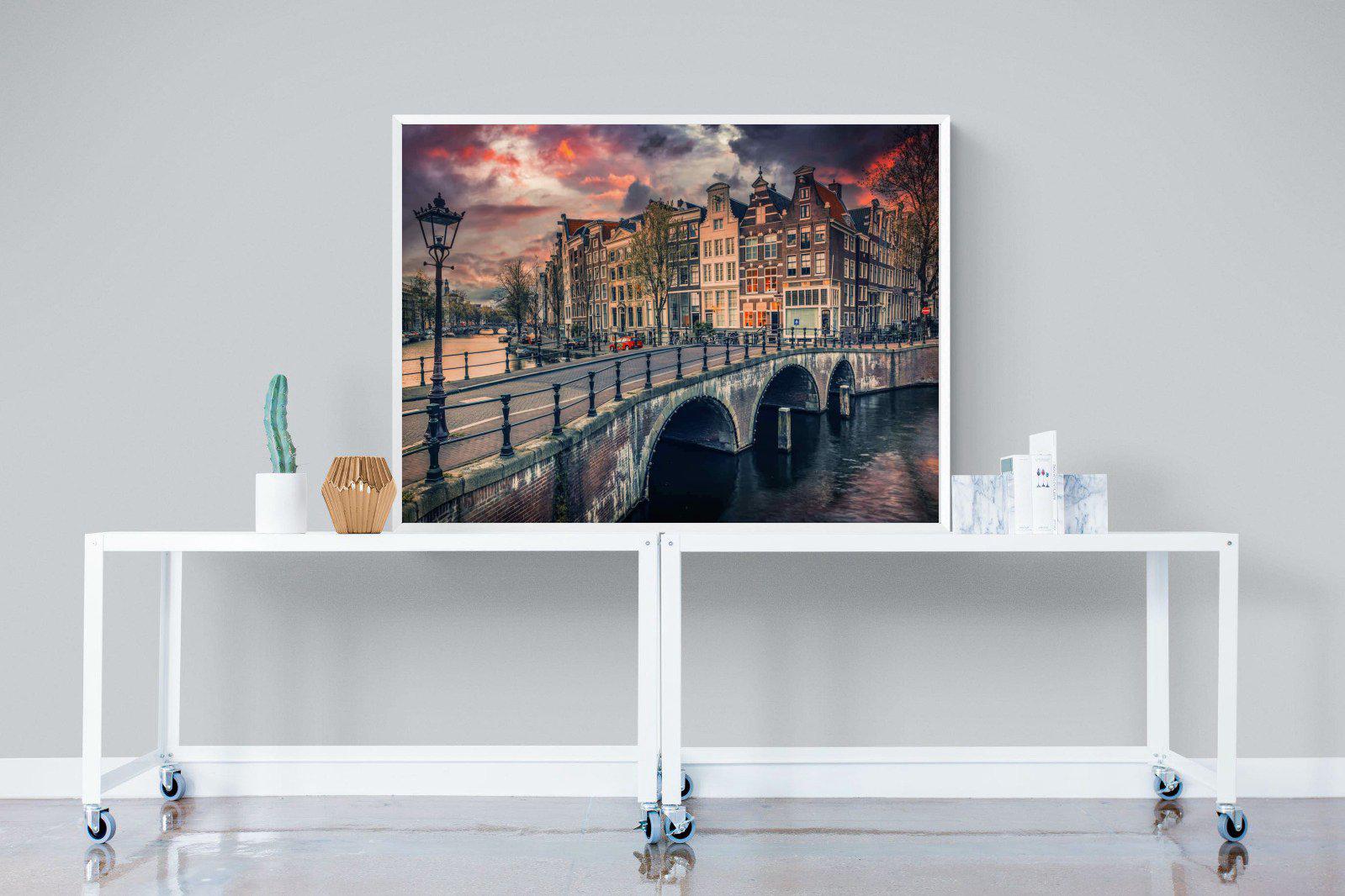 Dusky Amsterdam-Wall_Art-120 x 90cm-Mounted Canvas-White-Pixalot